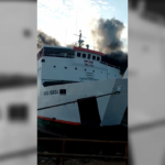 VIDEO KMP Nusa Penida Terbakar di Pelabuhan Dukuh Raya NTB