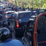 Suasana kemacetan di salah satu ruas jalan di wilayah Desa Canggu, Badung