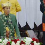 Presiden Republik Indonesia, Joko Widodo saat berpidato pada Sidang Tahunan MPR RI tahun 2022 di Komplek Parlemen, Jakarta/Biro Pemberitaan Parlemen