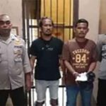 Pelaku Utama bentrok di Kota Tual di tangkap polisi. Pelaku memakai kos coklat bertulisan 84.