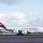 Pesawat superjumbo A380 Emirates mendarat di Bandara Ngurah Rai, Bali