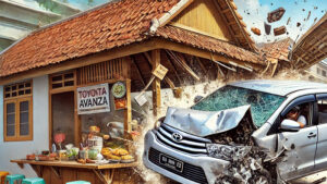 Ilustrasi mobil nabrak